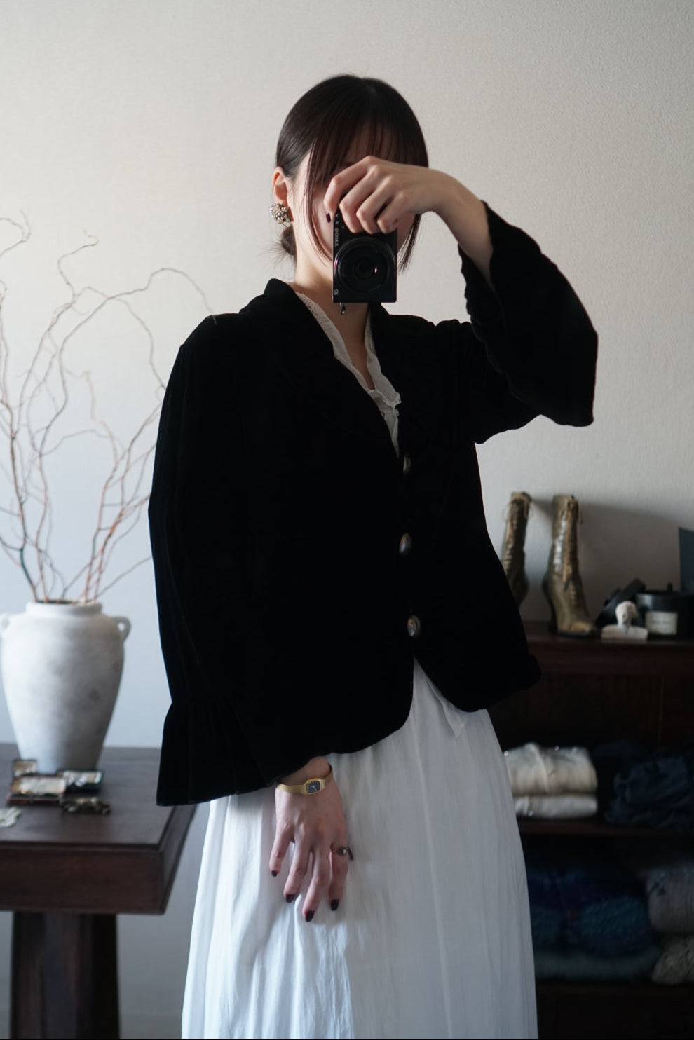 Vintage Black Silk Velvet Jacket