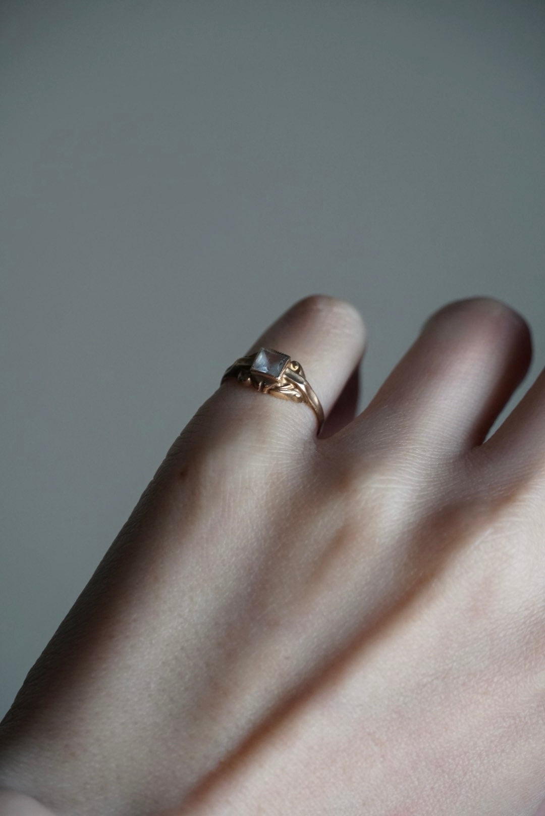 Edwardian 10K Pinky Ring with Glass Stone