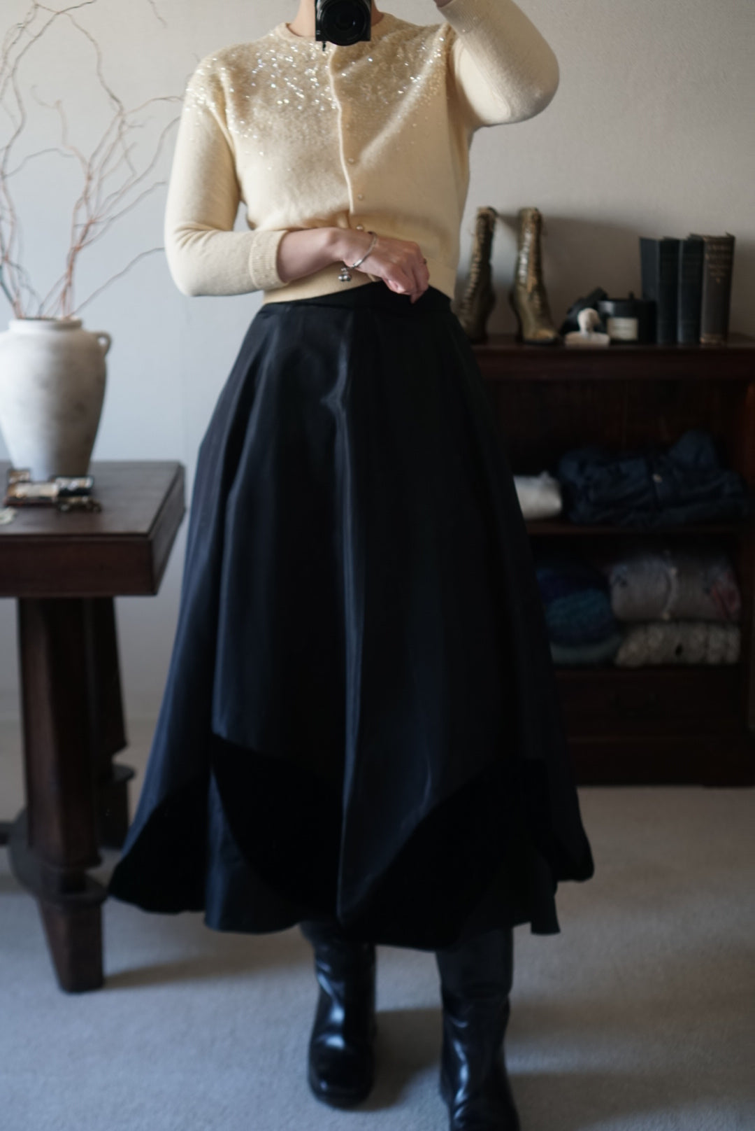 1950's Silk Velvet Leaf Skirt