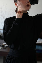 1980's Black High Neck Dress