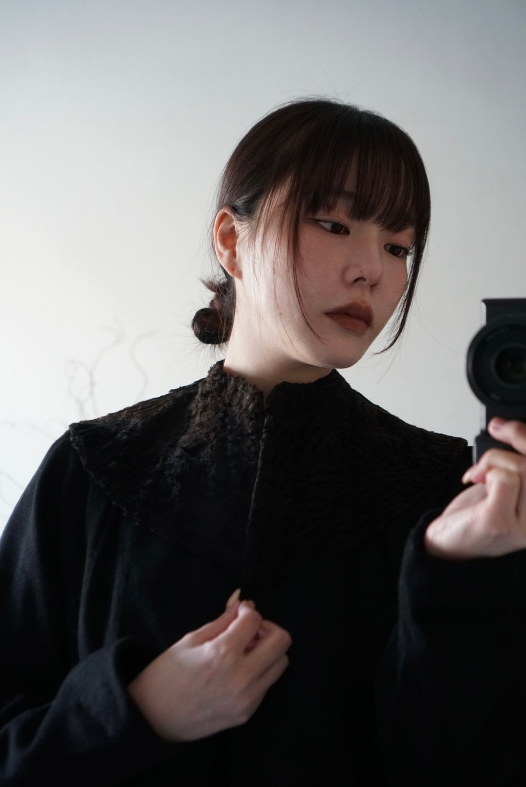 1940's Black Wool×Shearling Lamb Jacket
