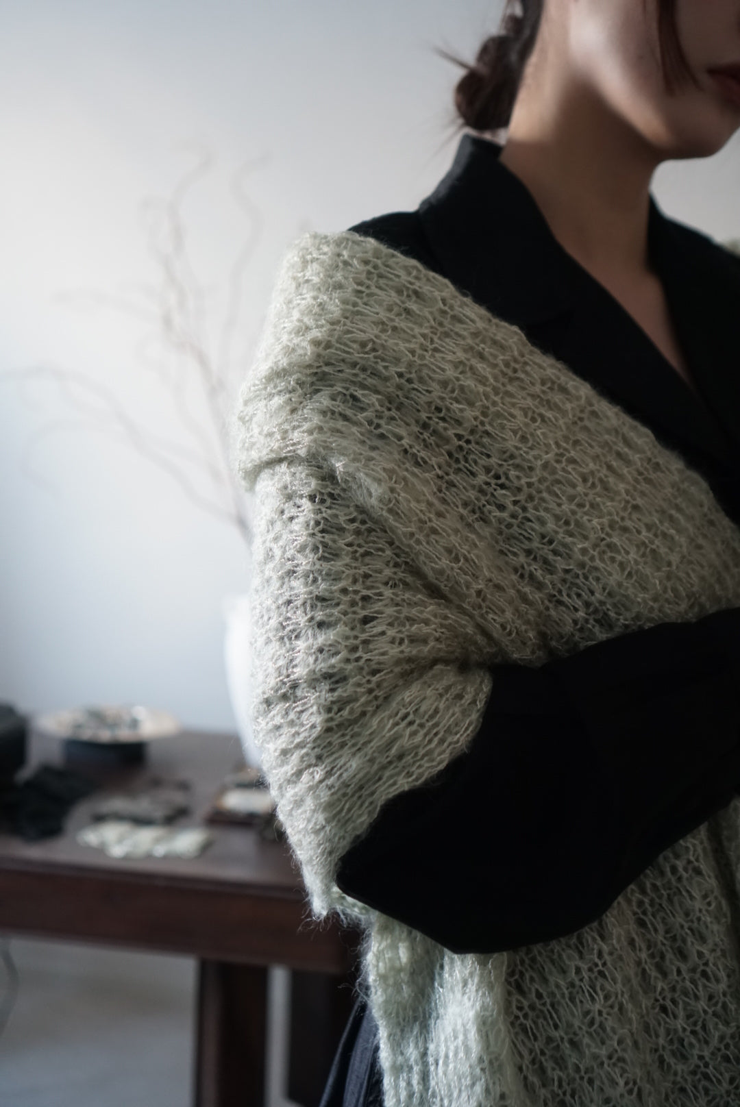 1960's Mint Green Mohair Big Scarf