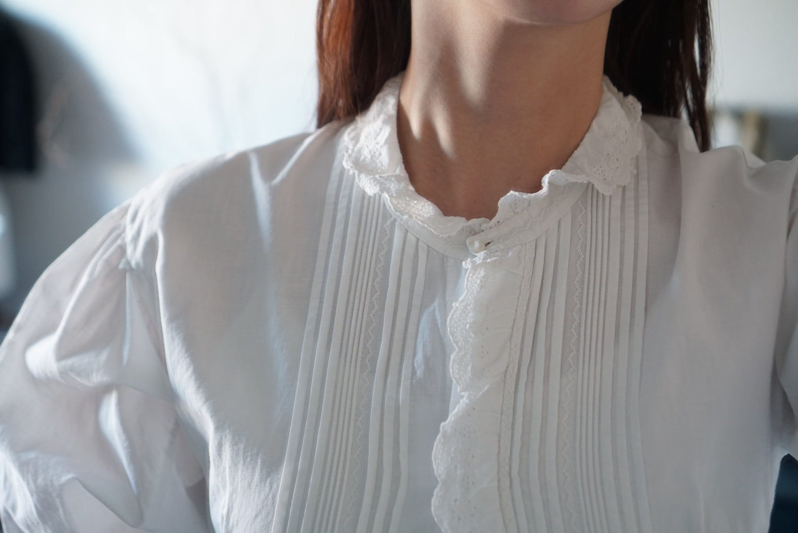 Antique French White Cotton Blouse