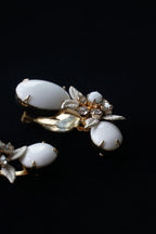 Vintage Flower Milk Glass Earrings