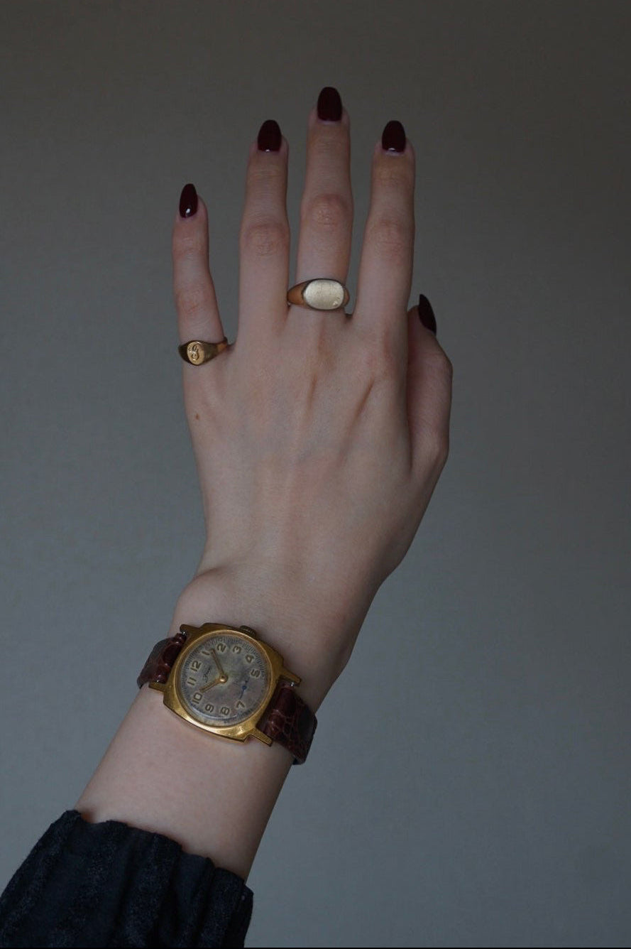 Vintage Gold Tone Signet Ring