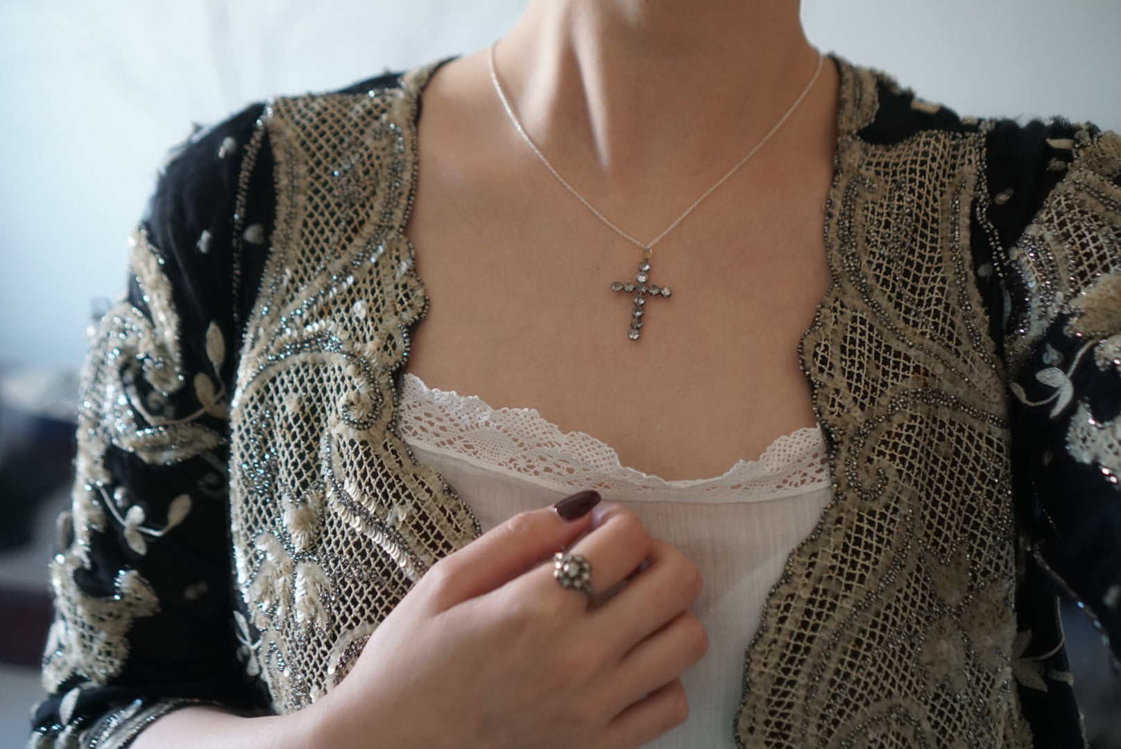 Georgian Paste Glass Cross Pendant Top