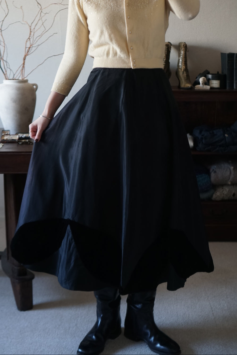 1950's Silk Velvet Leaf Skirt
