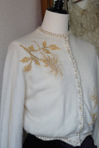 1950's Ivory Beaded Cardigan
