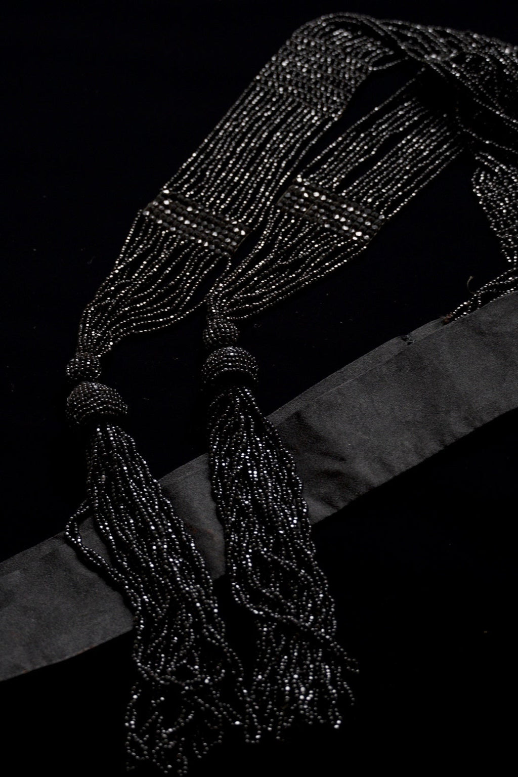 Victorian Jet Beaded Belt/Necklace with Tassels