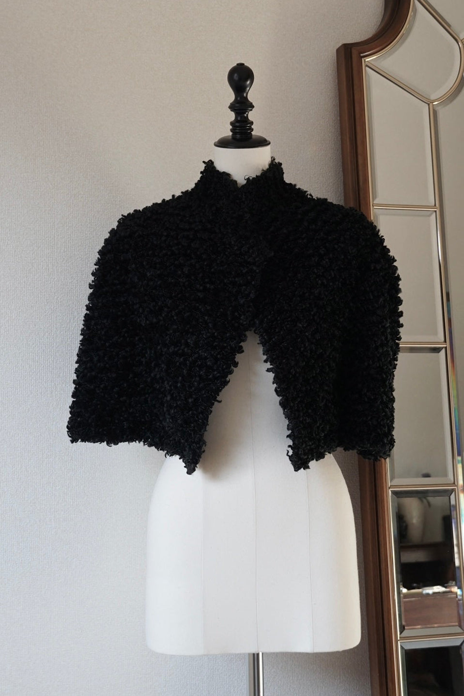 Edwardian Black Wool Short Cape