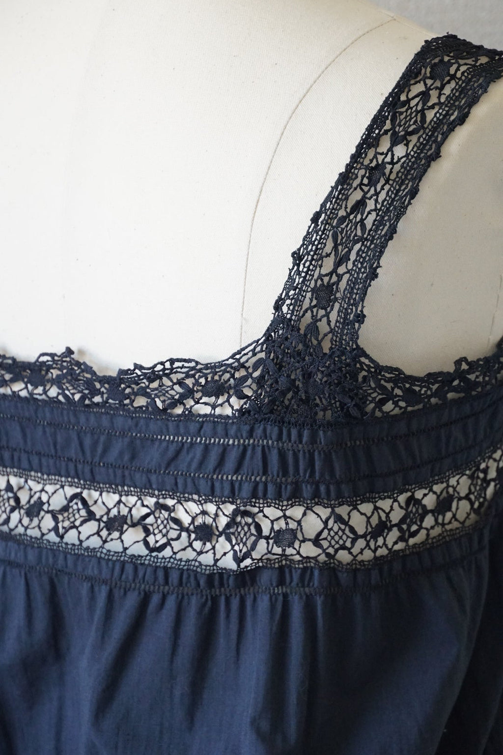Antique French Black Cotton Dress