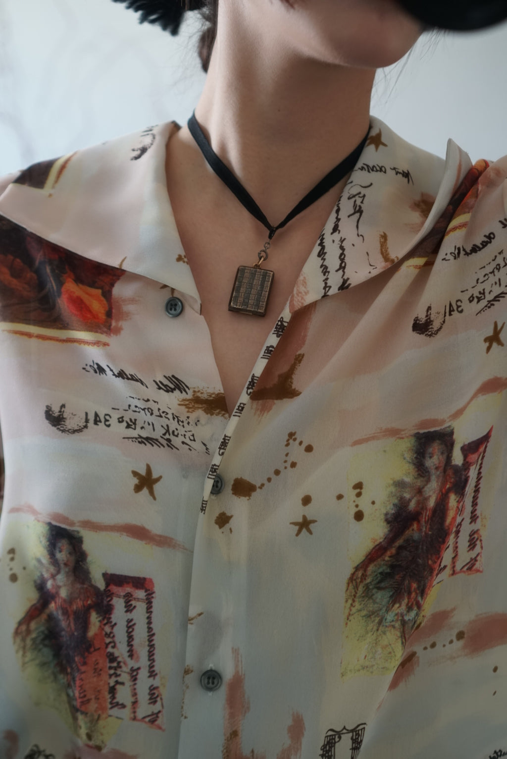 Vintage Printed Chiffon Shirt