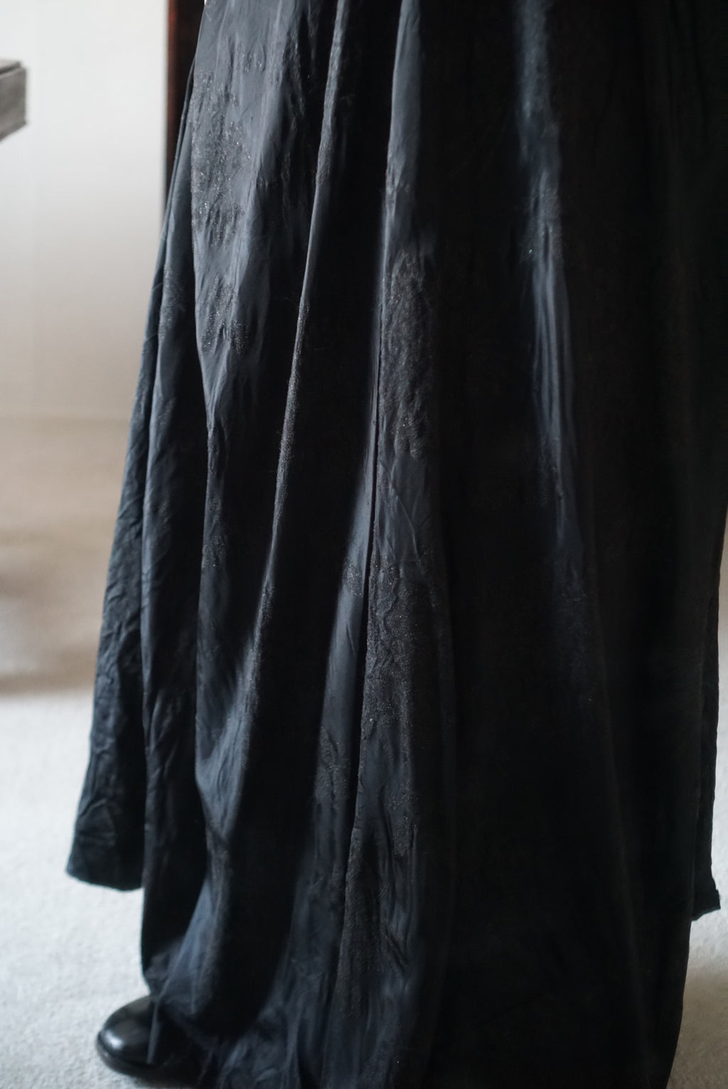 1930’s Black Fuzzy Floral Maxi Dress