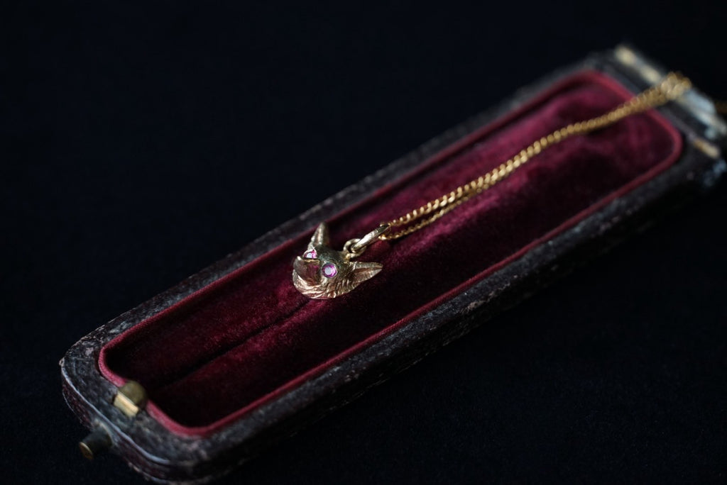 Victorian 9K Ruby Fox Pendant Top