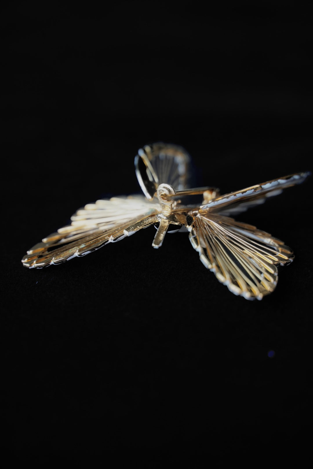 Vintage MONET Butterfly White Enamel Brooch