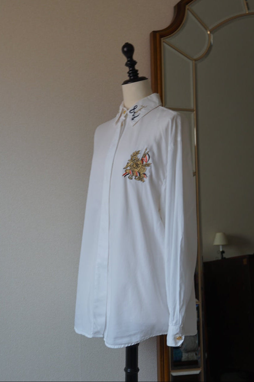 Vintage Embroidered White Shirt