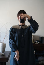 Antique French Cotton Gathered Long Dress