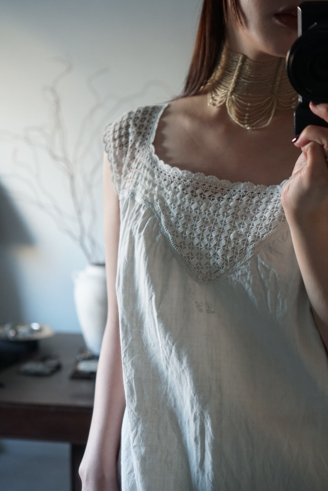 1920's Linnen Crochet Lace Nighty