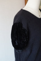 1980's Silk Velvet Puff Sleeve Cardigan