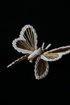 Vintage MONET Butterfly White Enamel Brooch