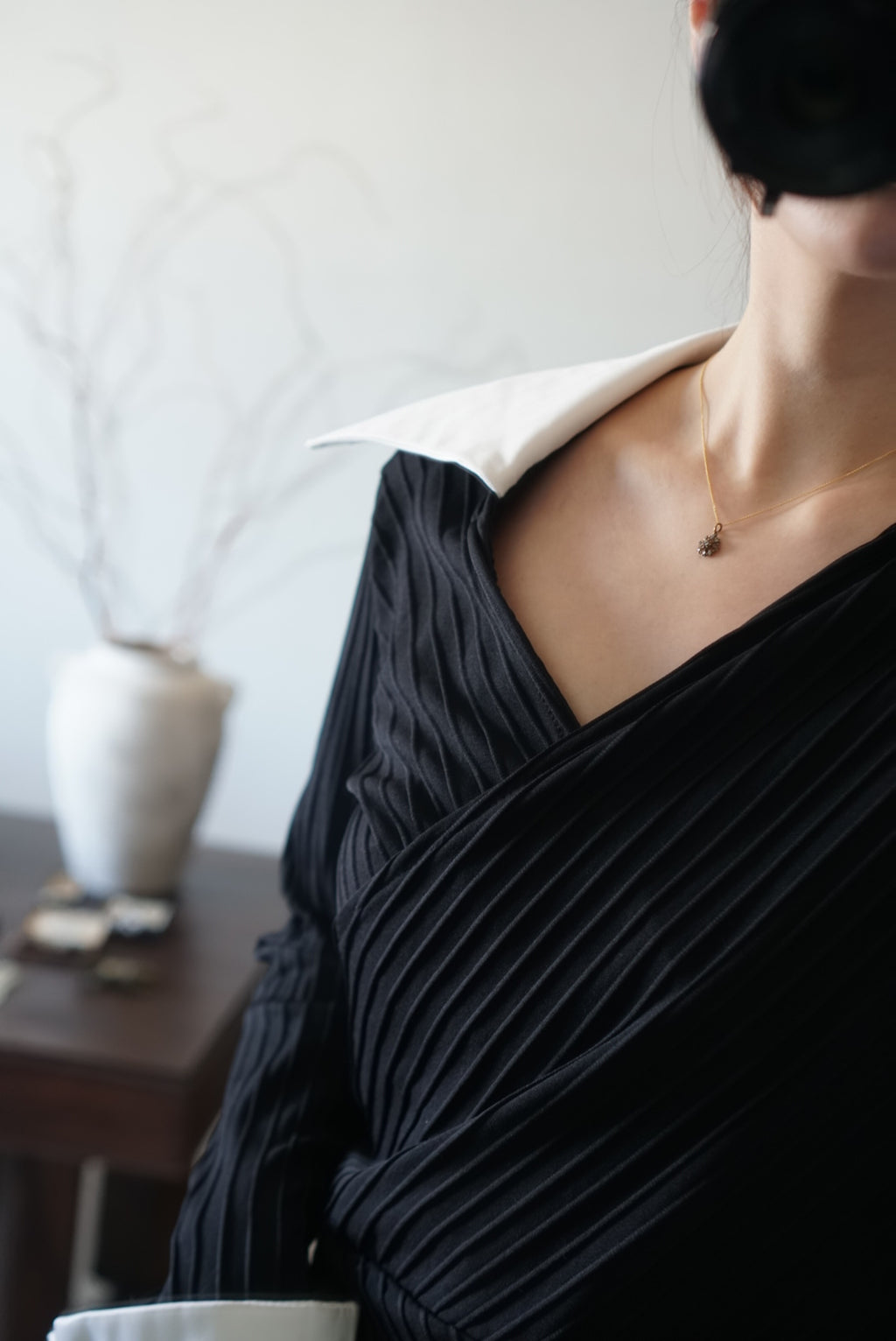 Vintage Big Satin Collar Shirt