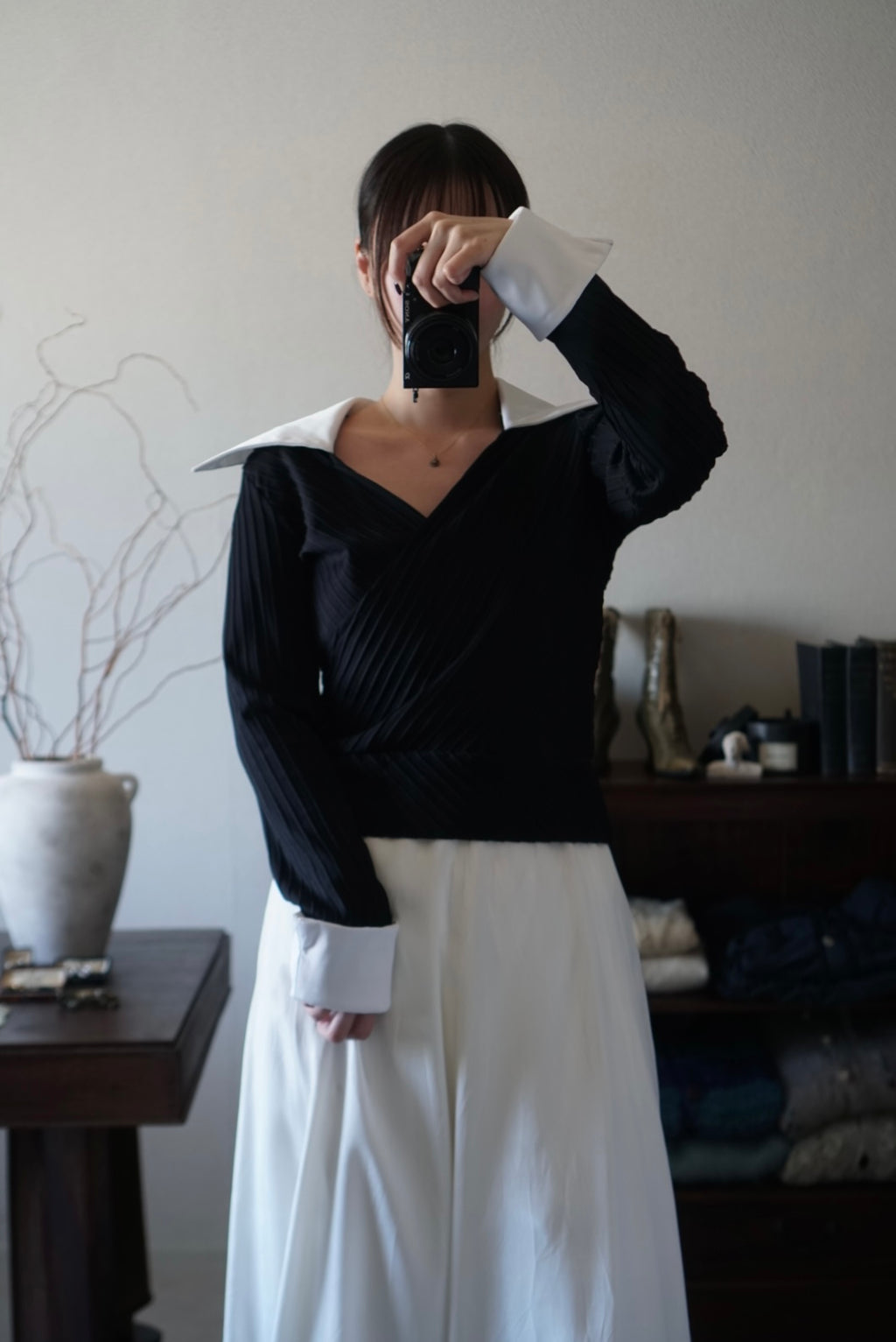 Vintage Big Satin Collar Shirt