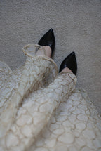 1920’s White×Gold Embroidered Net Maxi Dress