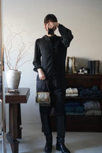 1980's Sheer Black Ruffled Collar Blouse