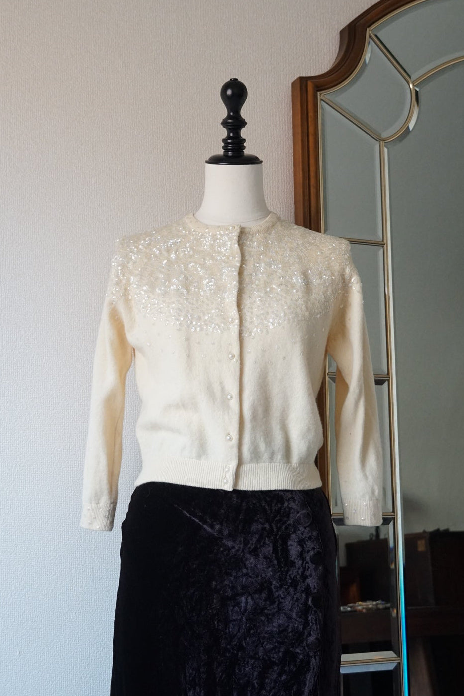 1950's Sequins Wool Cardigan
