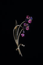 Vintage Square Cut Rhinestones Flower Bouquet Brooch