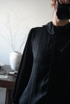 1980's Sheer Black Ruffled Collar Blouse