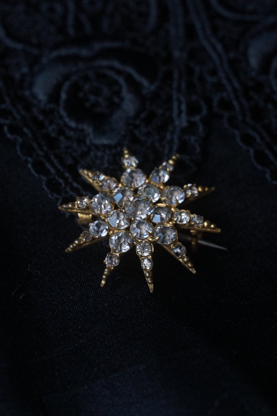 Victorian Crystal Glass Star Brooch
