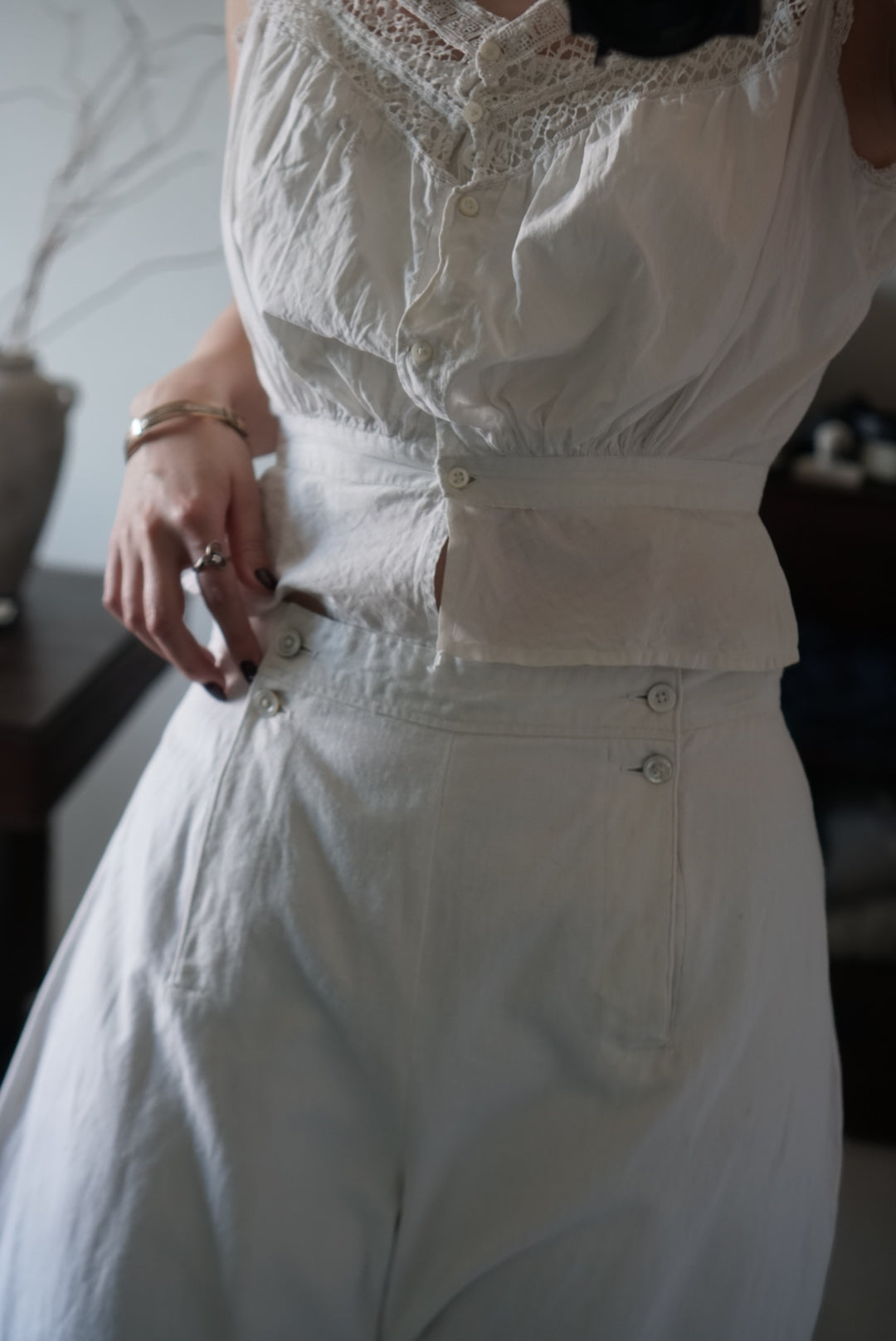 1900's White Cotton Riding Pants