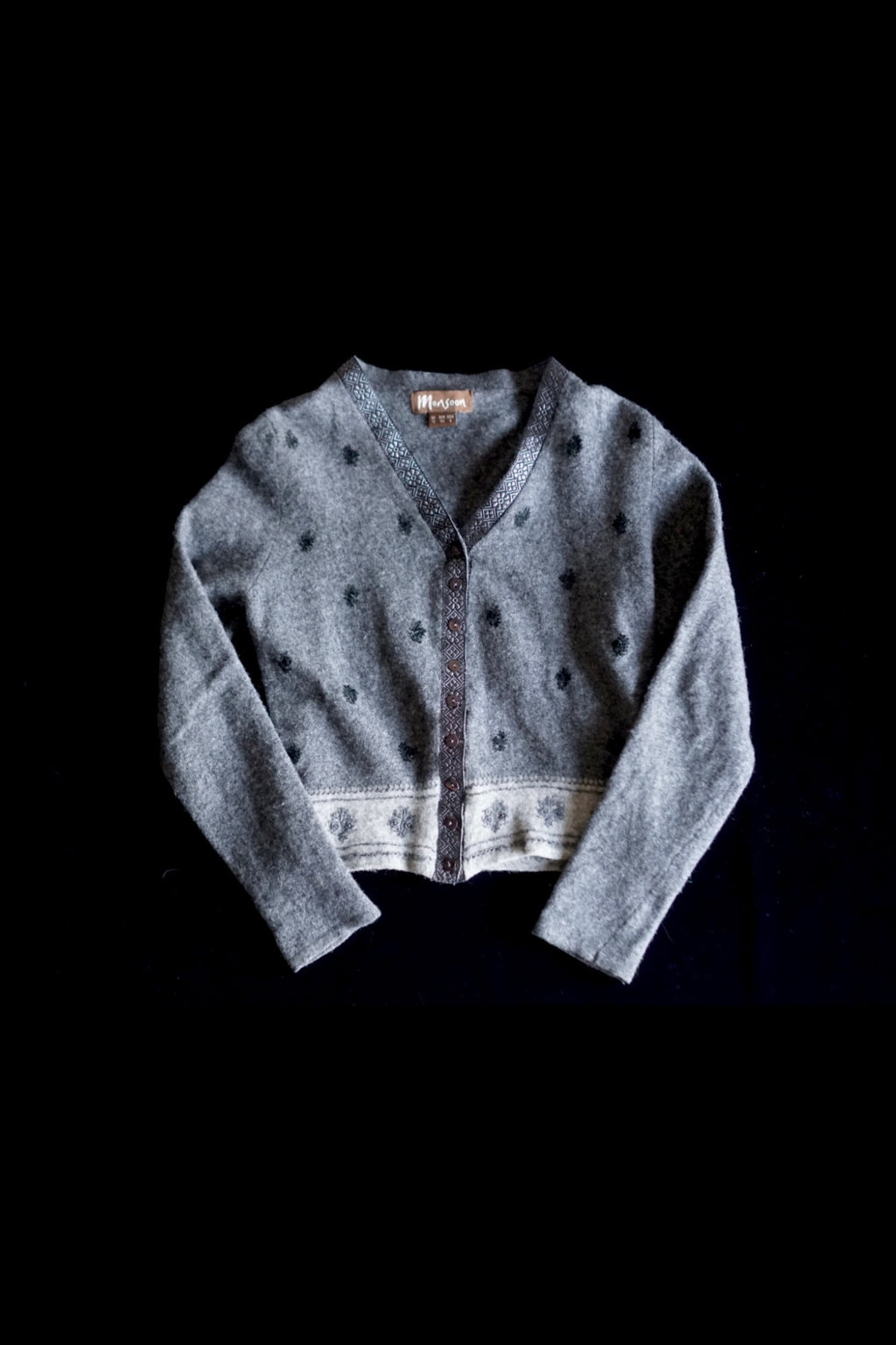 Vintage Flower Gray Cardigan