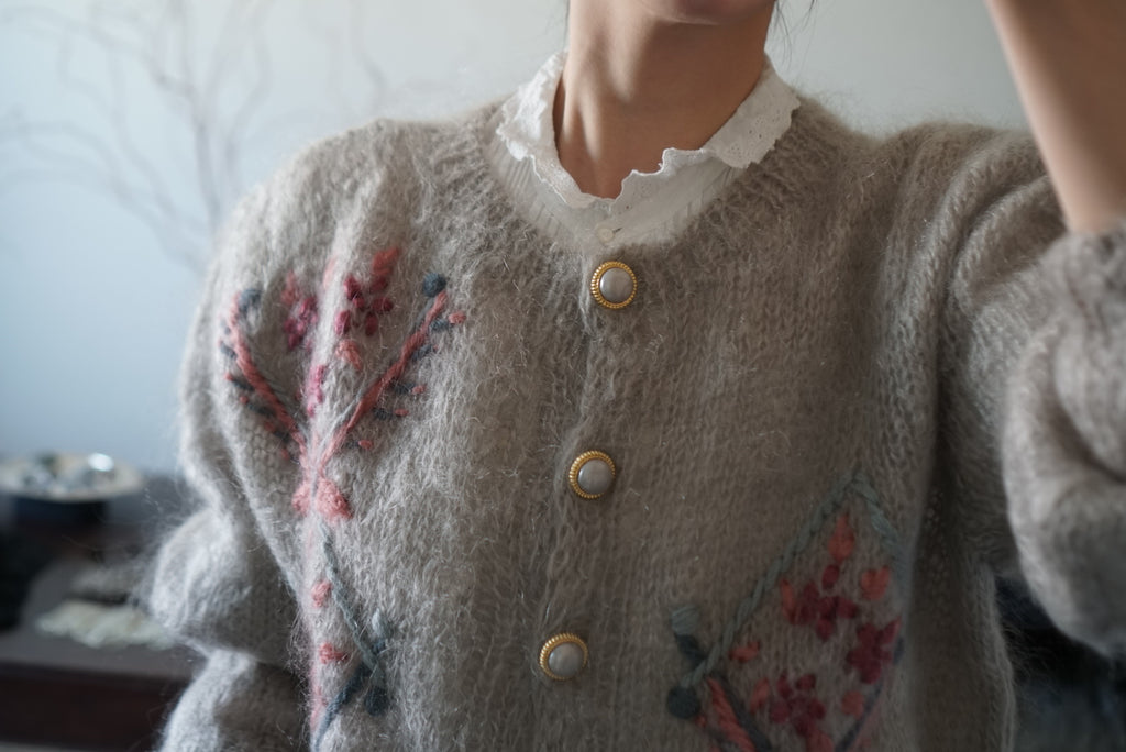 1960's Mohair Embroidery Cardigan