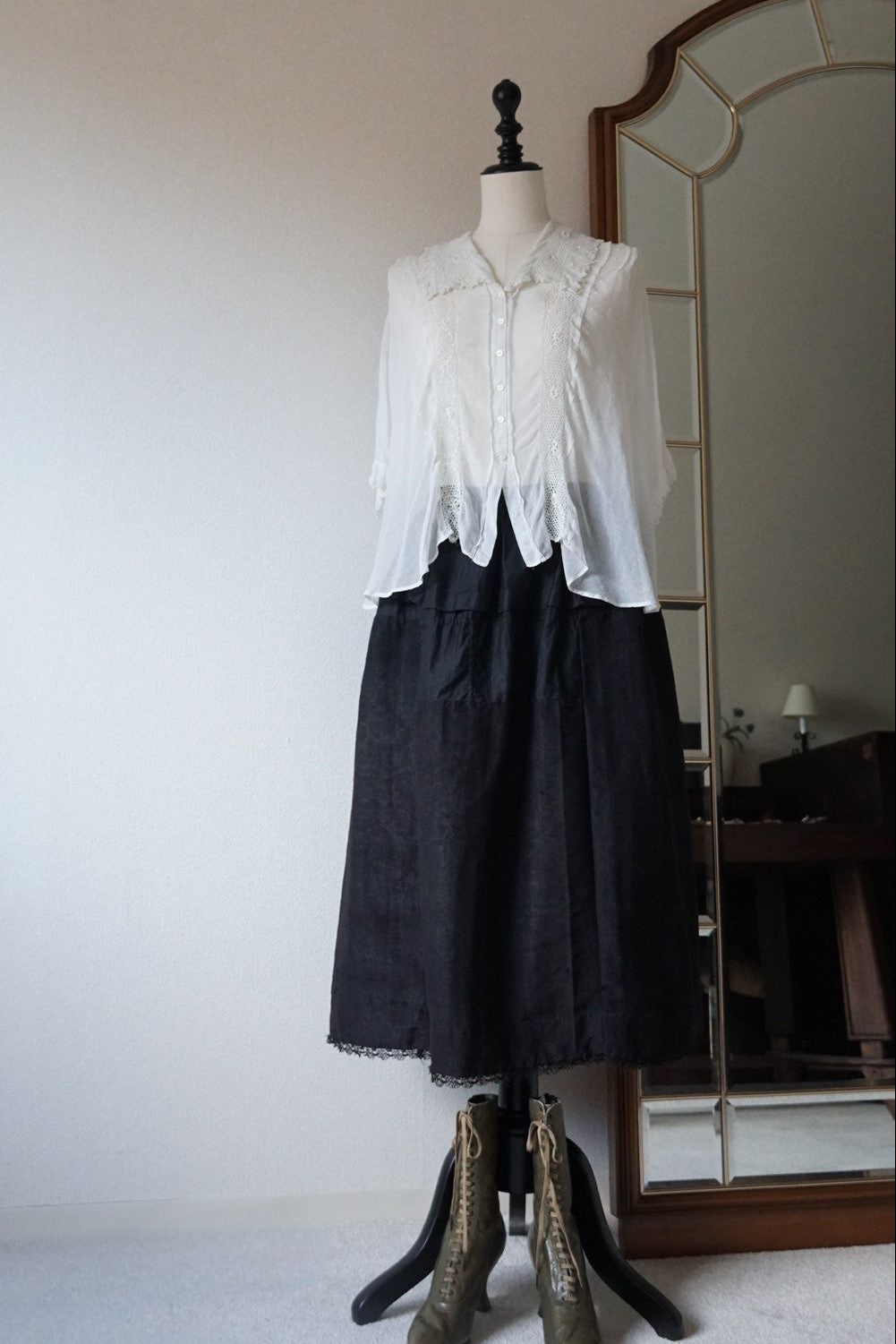 Antique French Handmade Linen Skirt