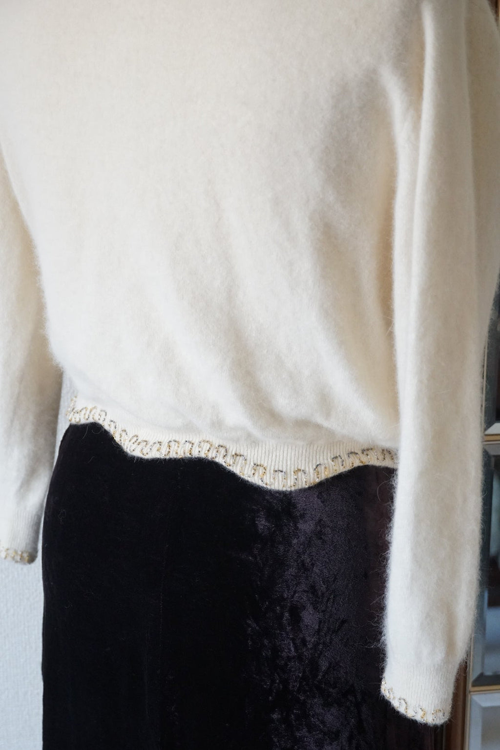 1950's Ivory Beaded Cardigan