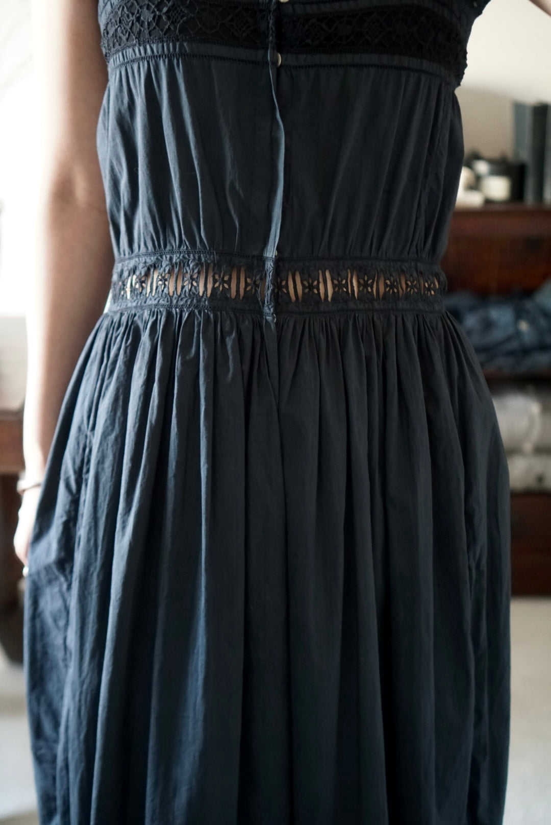 Antique French Black Cotton Dress
