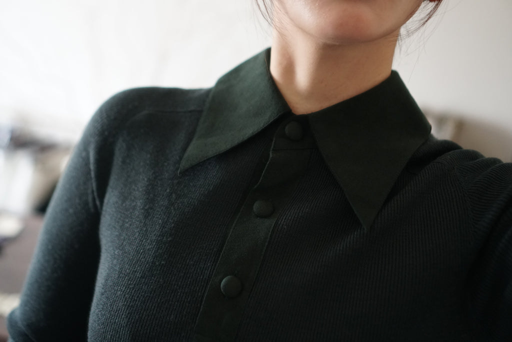 1970's Rib Knit×Suede Dress