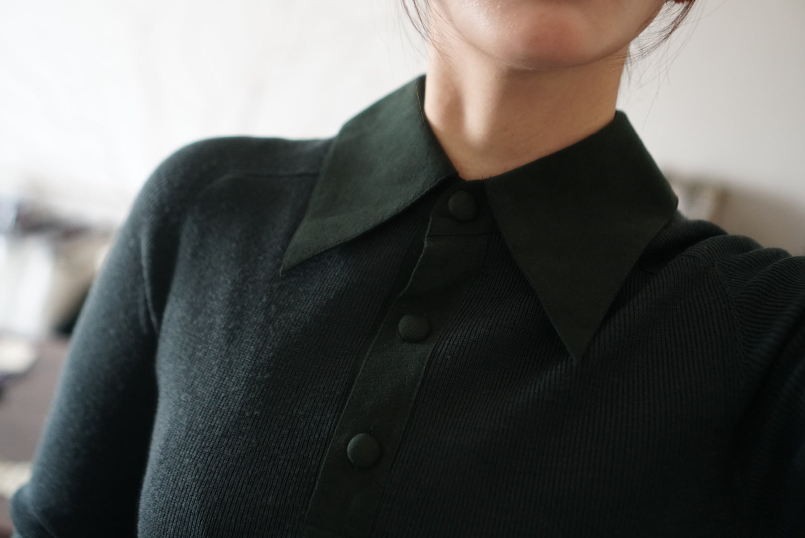 1970's Rib Knit×Suede Dress