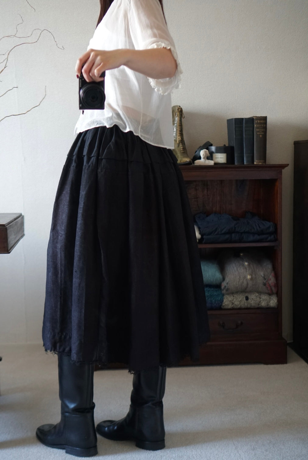 Antique French Handmade Linen Skirt