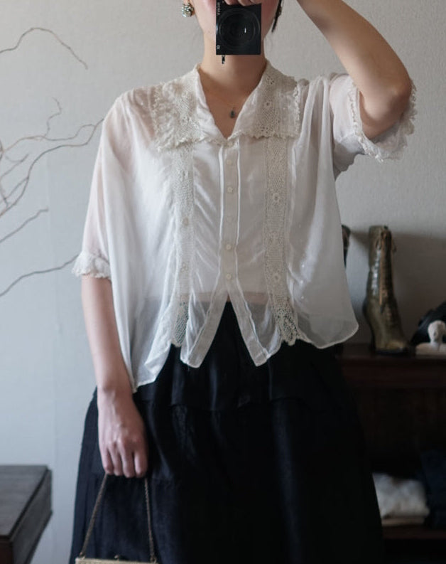 1910’s Cotton Voile Blouse with Irish Lace