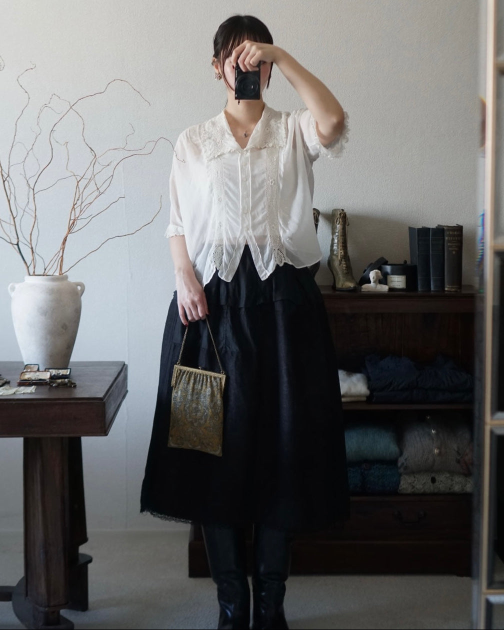 Antique French Handmade Linen Skirt