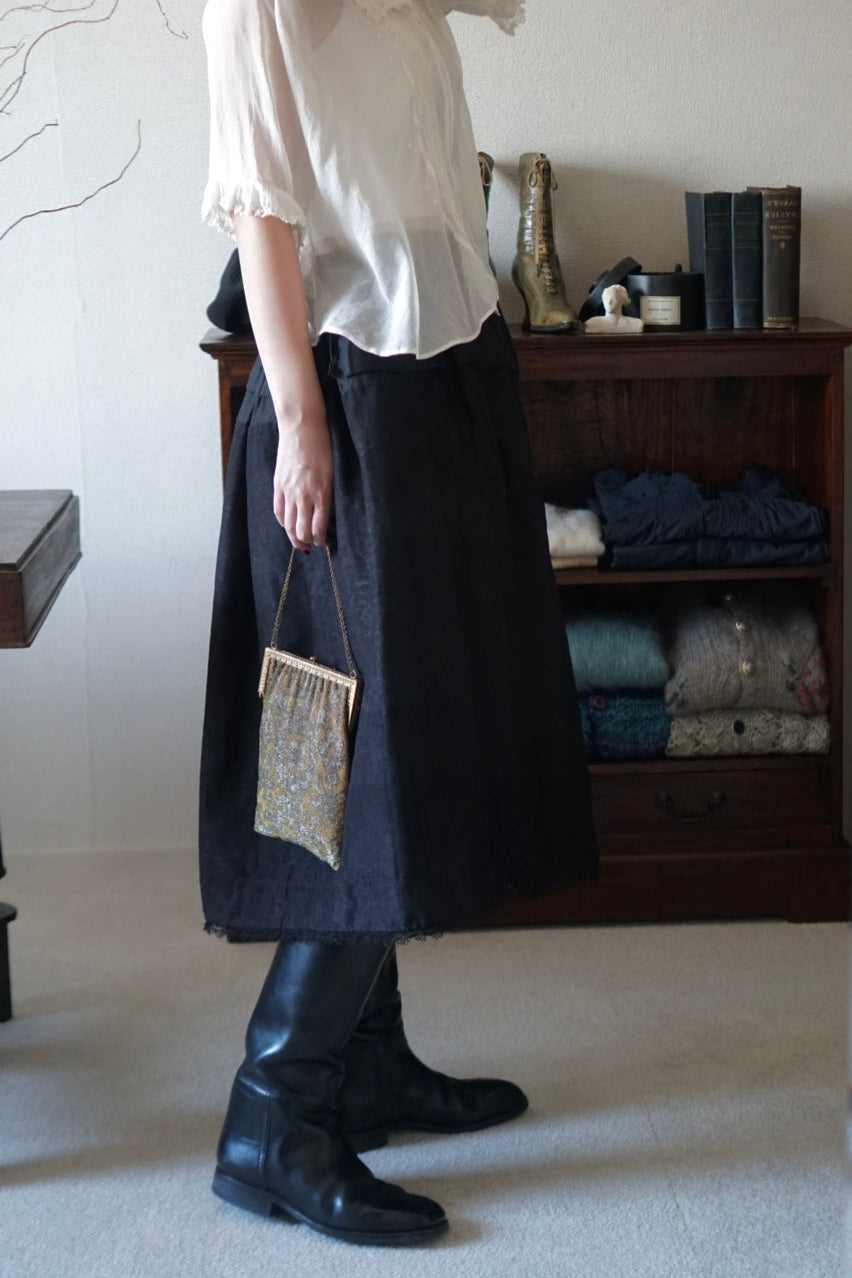 Antique French Handmade Linen Skirt