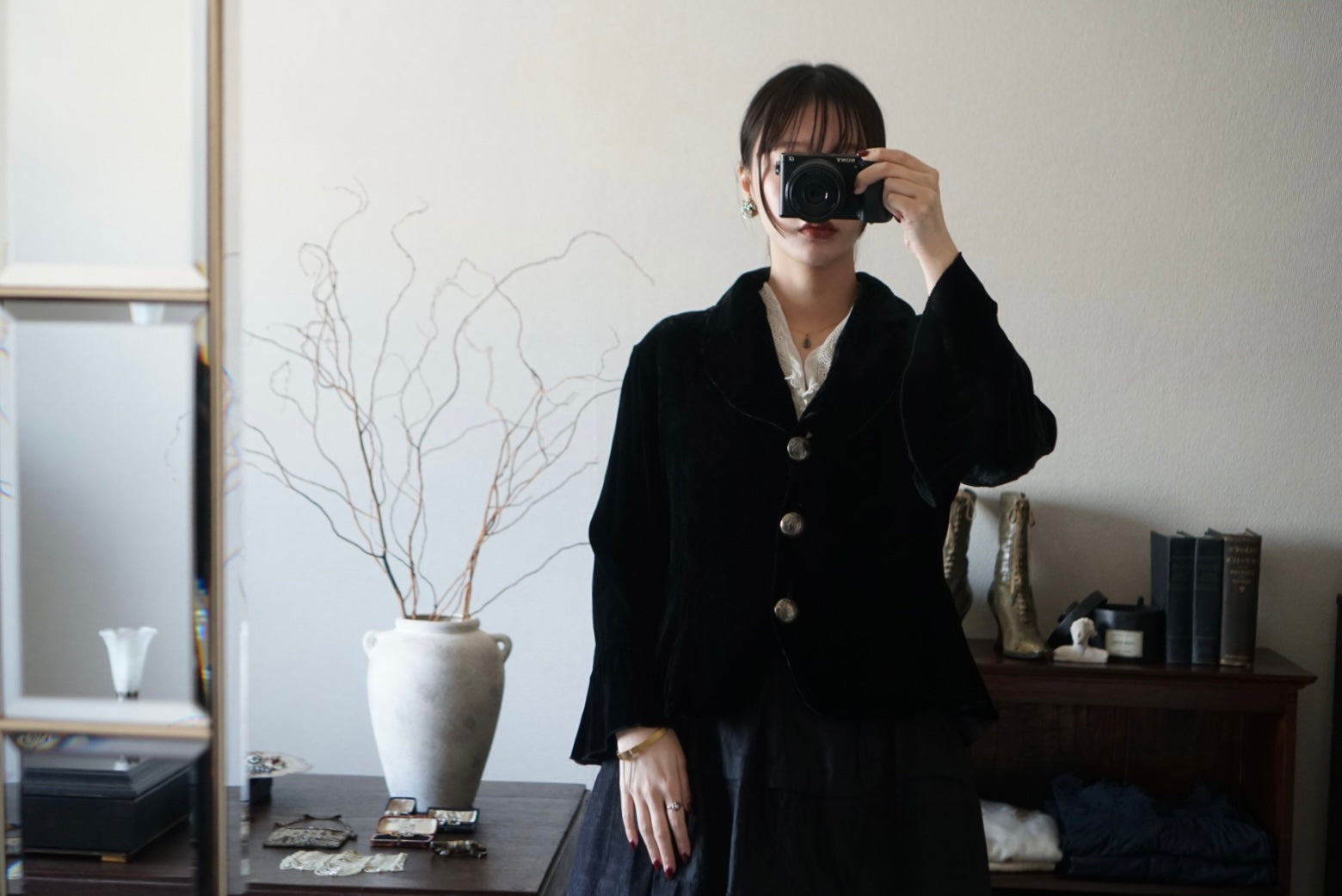 Vintage Black Silk Velvet Jacket