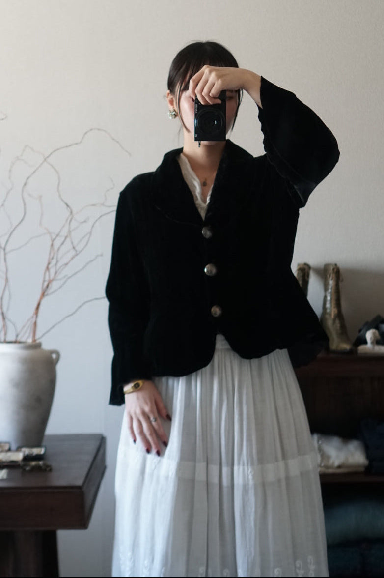 Vintage Black Silk Velvet Jacket