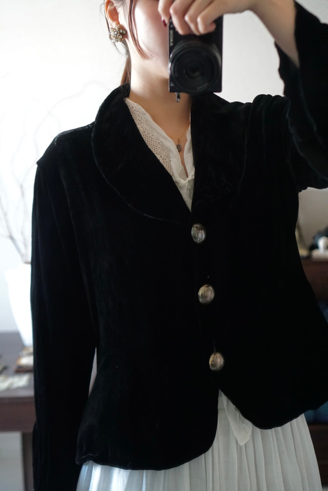 Vintage Black Silk Velvet Jacket