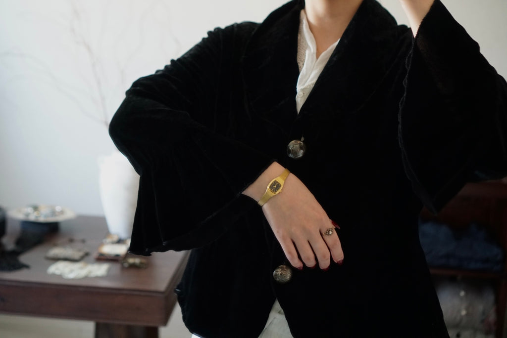 Vintage Black Silk Velvet Jacket