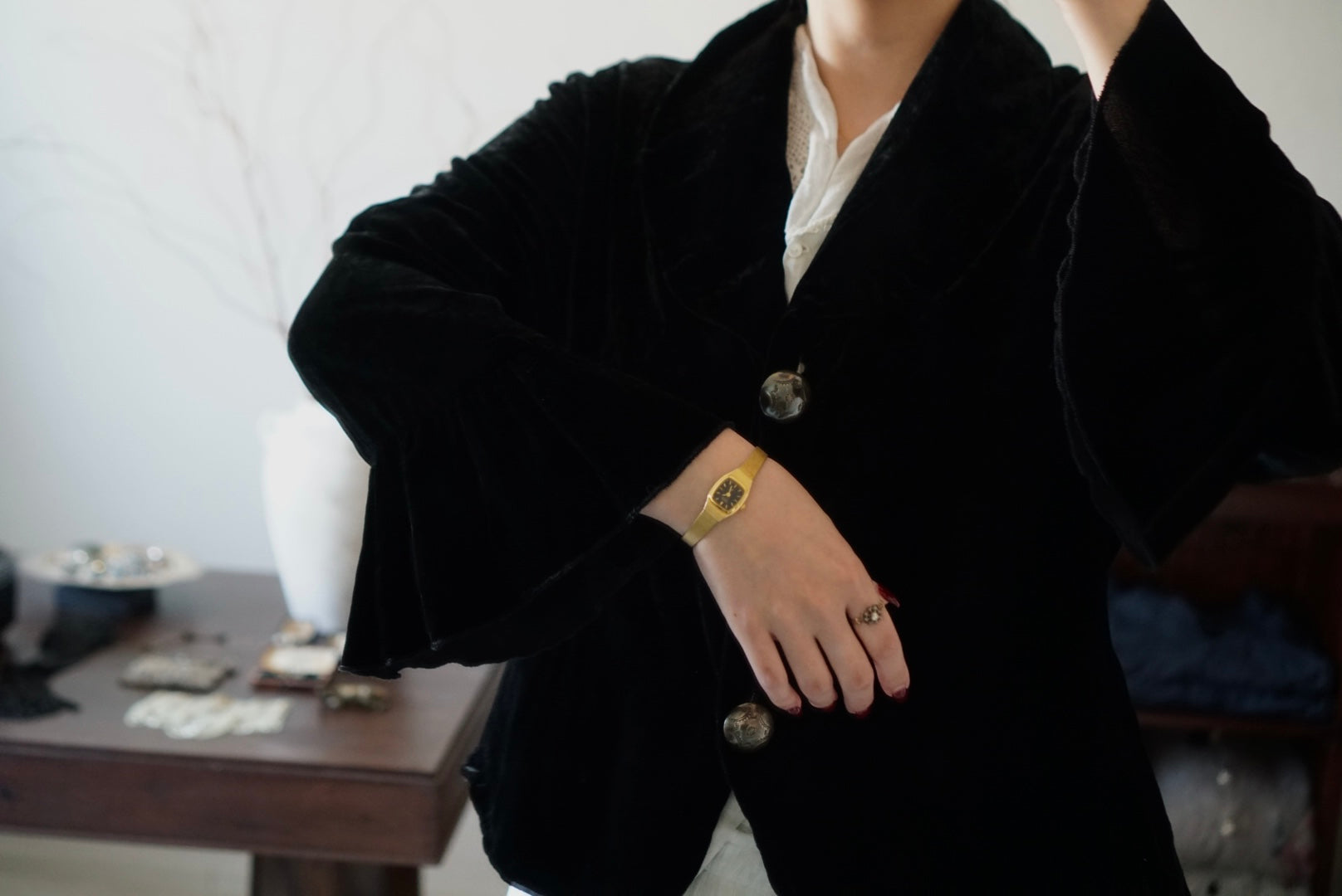 Vintage Black Silk Velvet Jacket