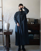 Antique French Cotton Gathered Long Dress